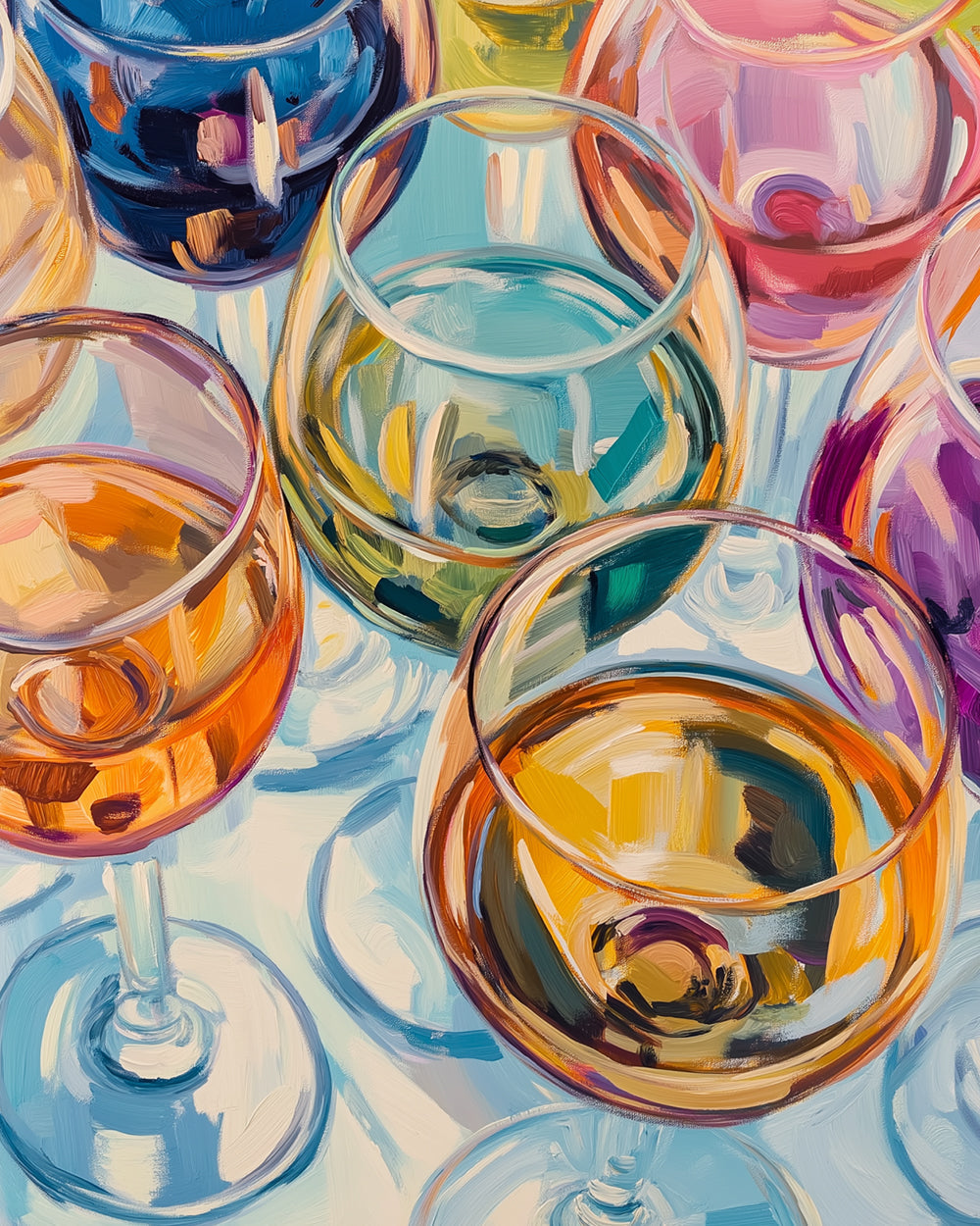 Colourful wine glasses cross stitch kit for beginners