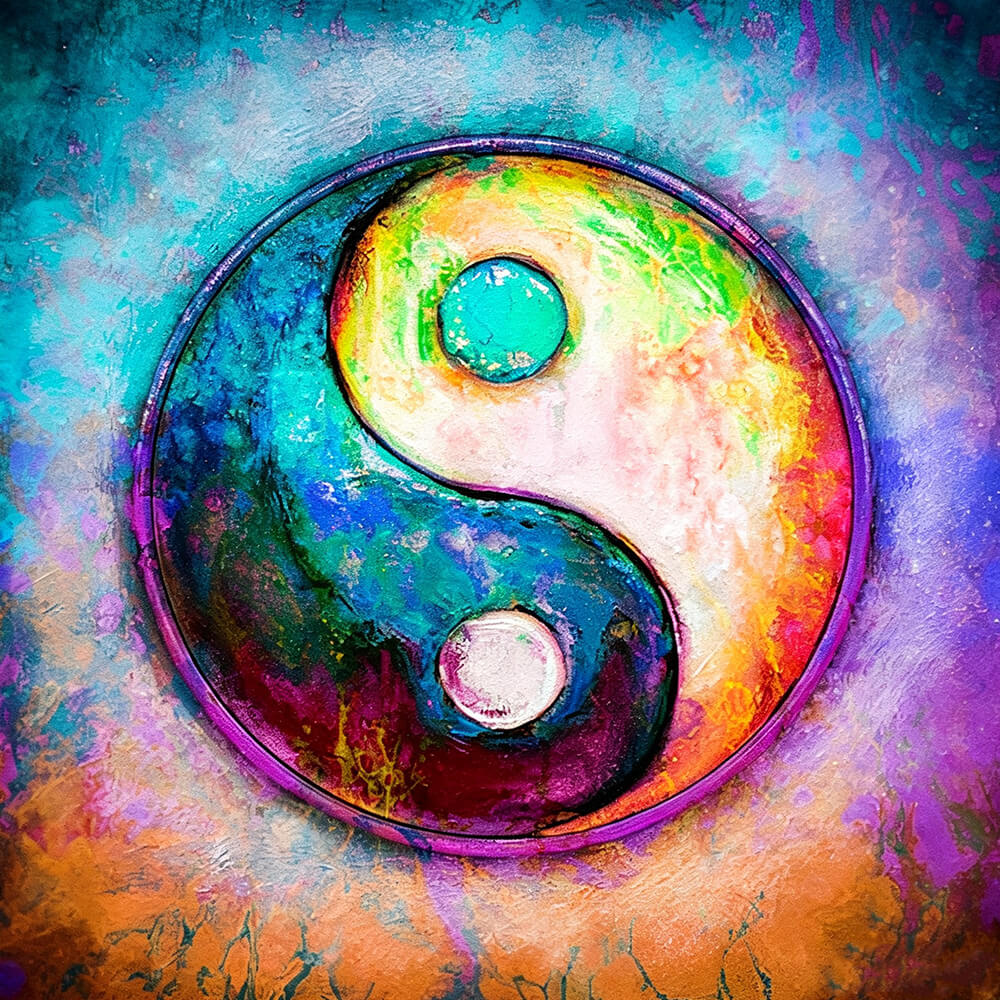 Colourful yin yang symbol cross stitch kit for beginners