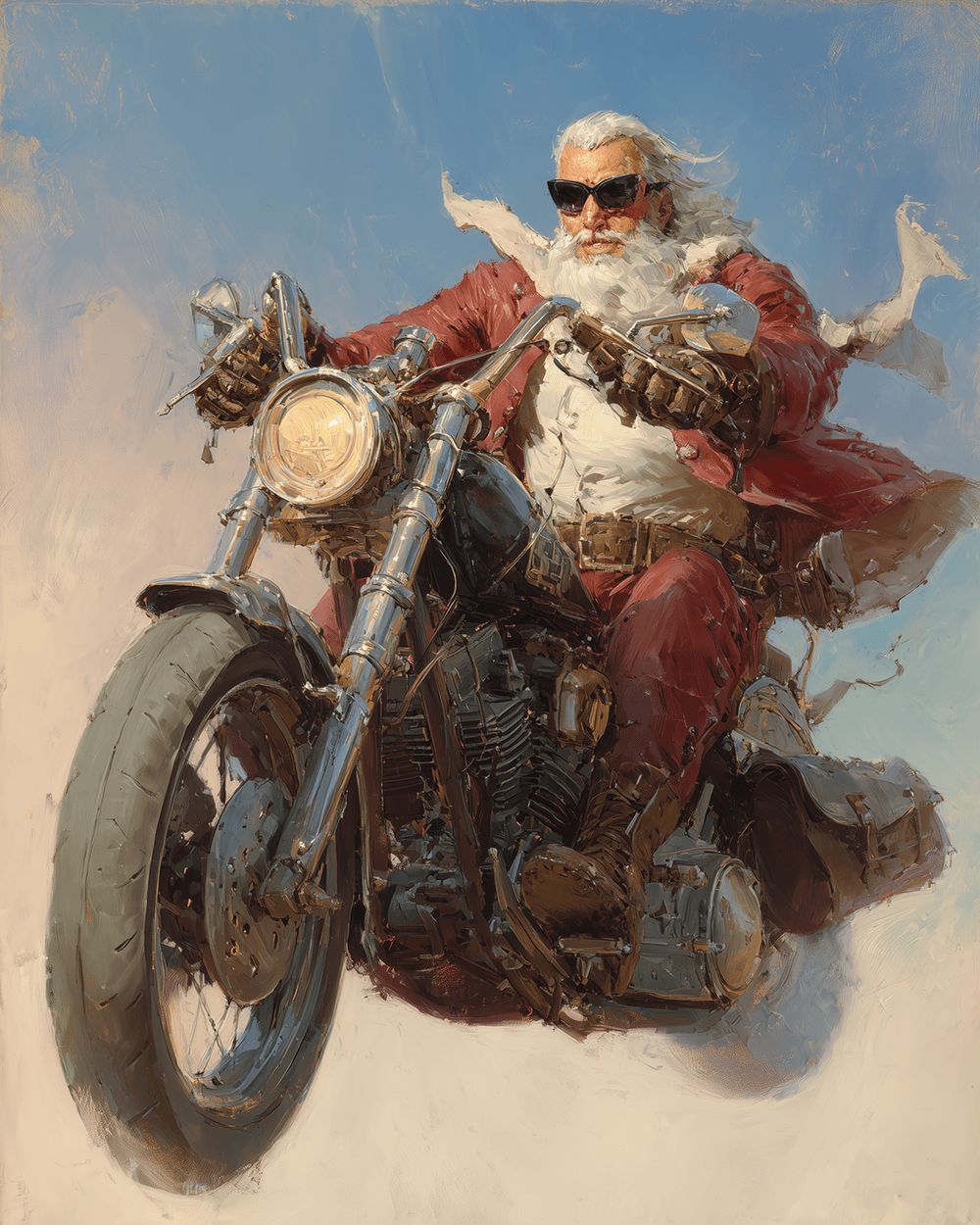 Cool biker santa claus cross stitch kit for beginners