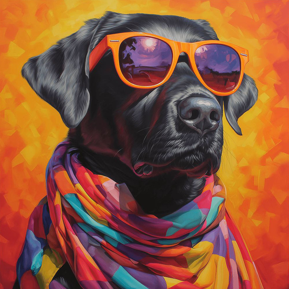 Cool black labrador with sunglasses cross stitch kit for beginners