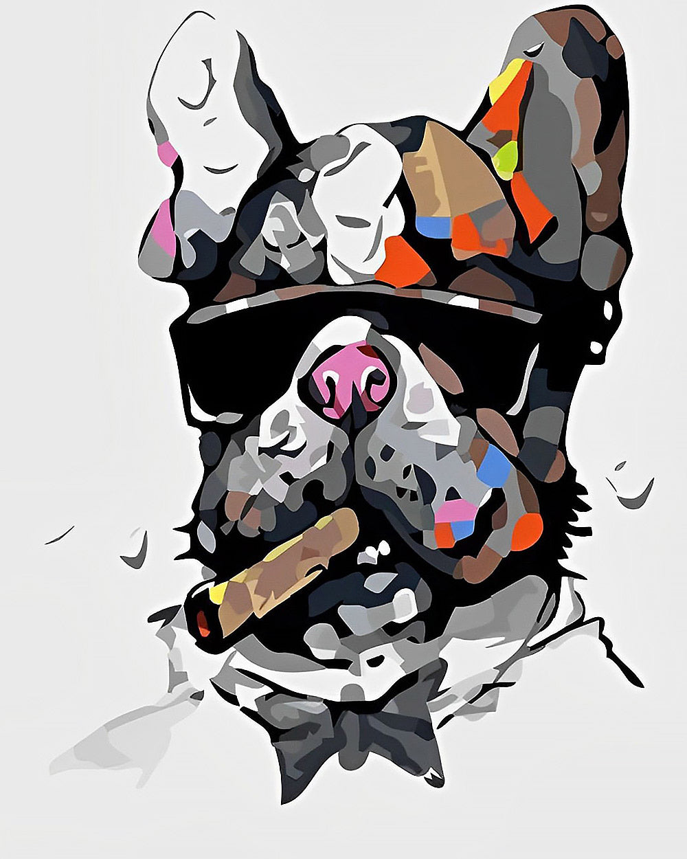 Cool bulldog smoking a cigar cross stitch kit for beginners