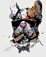 Cool bulldog smoking a cigar cross stitch kit for beginners