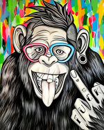 Cool chimpanzee with colourful glasses cross stitch kit for beginners