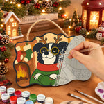 Cool christmas dog paint by numbers door hanger painting process
