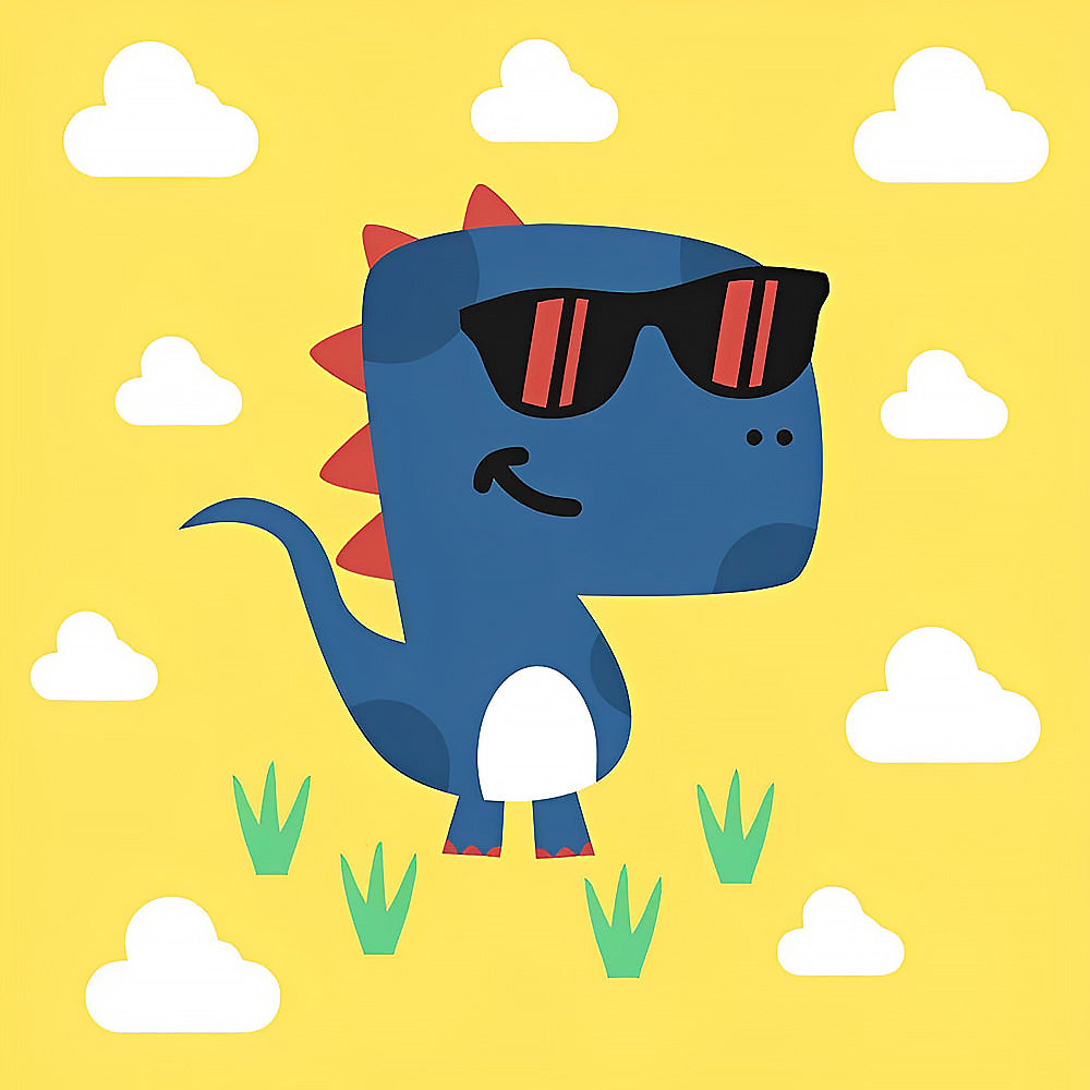 Cool dinosaur with sunglasses cross stitch kit for beginners