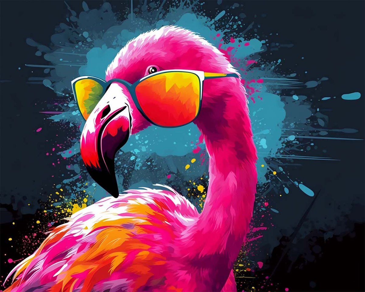Cool flamingo with sunglasses cross stitch kit for beginners