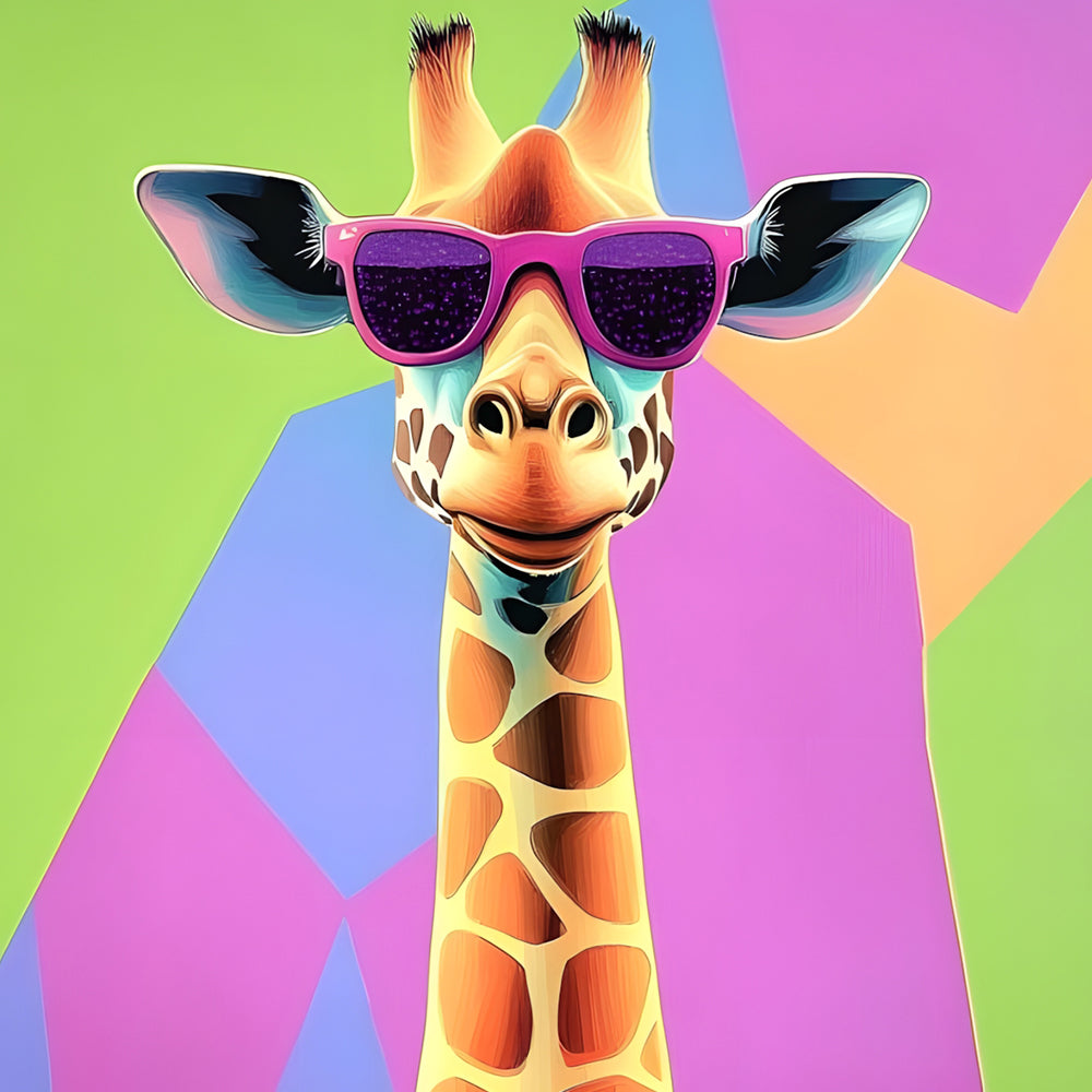 Cool giraffe wearing sunglasses cross stitch kit for beginners