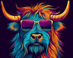 Cool highland cow with sunglasses paint by numbers kit for beginners