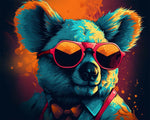 Cool koala with sunglasses and bow tie cross stitch kit for beginners