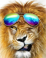 Cool lion with aviator sunglasses paint by numbers kit for beginners