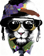Cool lion with sunglasses cross stitch kit for beginners