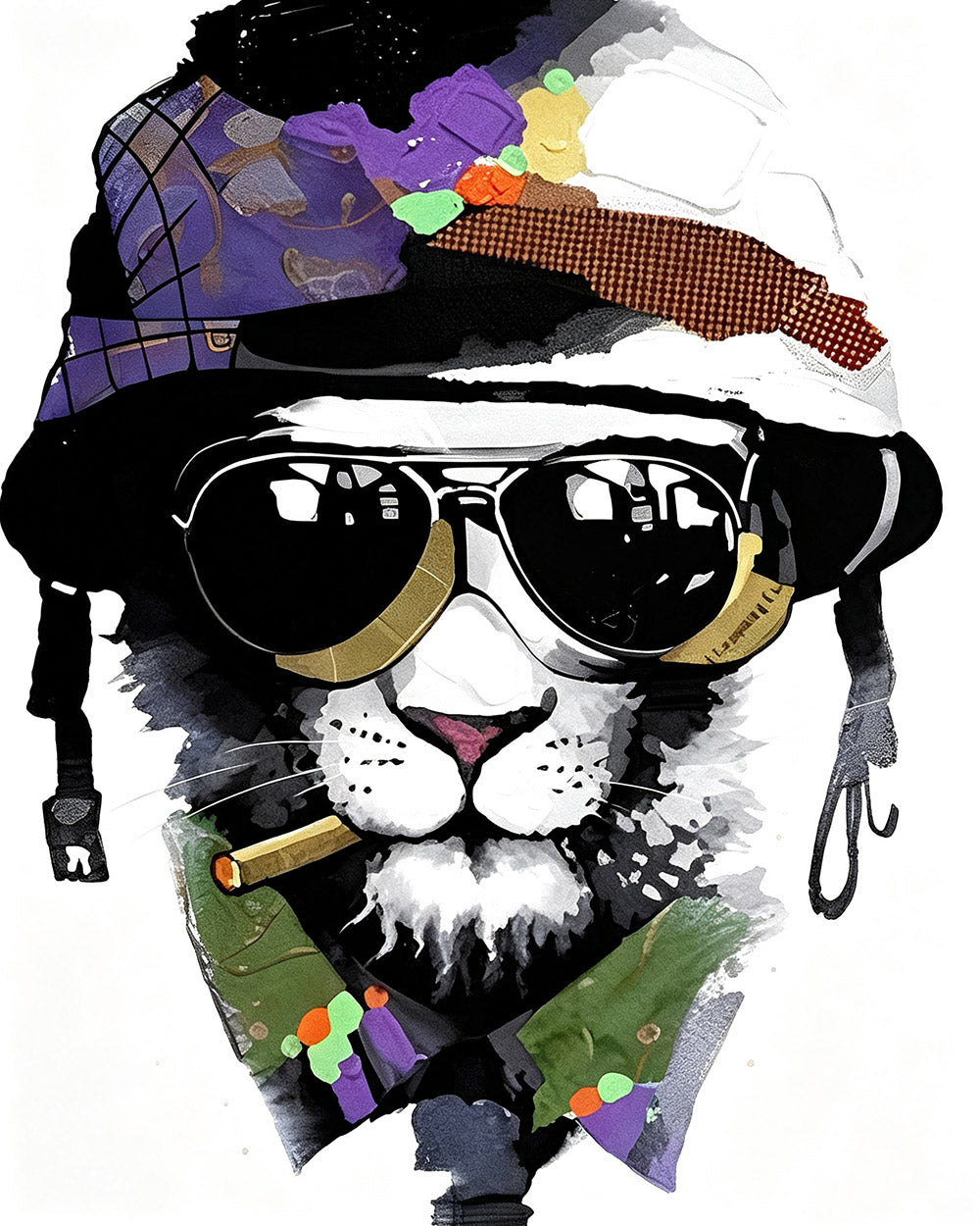 Cool lion with sunglasses cross stitch kit for beginners
