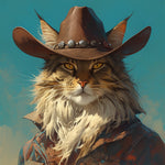 Cool maine coon with a cowboy hat cross stitch kit for beginners