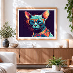 Finished cool sphynx cat with sunglasses cross stitch artwork displayed