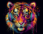 Cool tiger with headphones paint by numbers kit for beginners