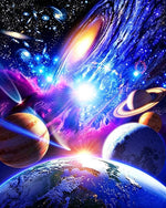 Cosmic galaxy and planets space cross stitch kit for beginners