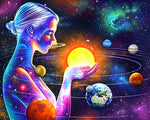 Cosmic goddess with solar system paint by numbers kit for beginners