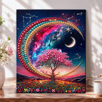 Cosmic moon and tree pearl diamond painting kit for beginners