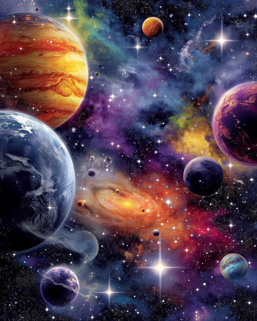 Cosmic planets and galaxies cross stitch kit for beginners