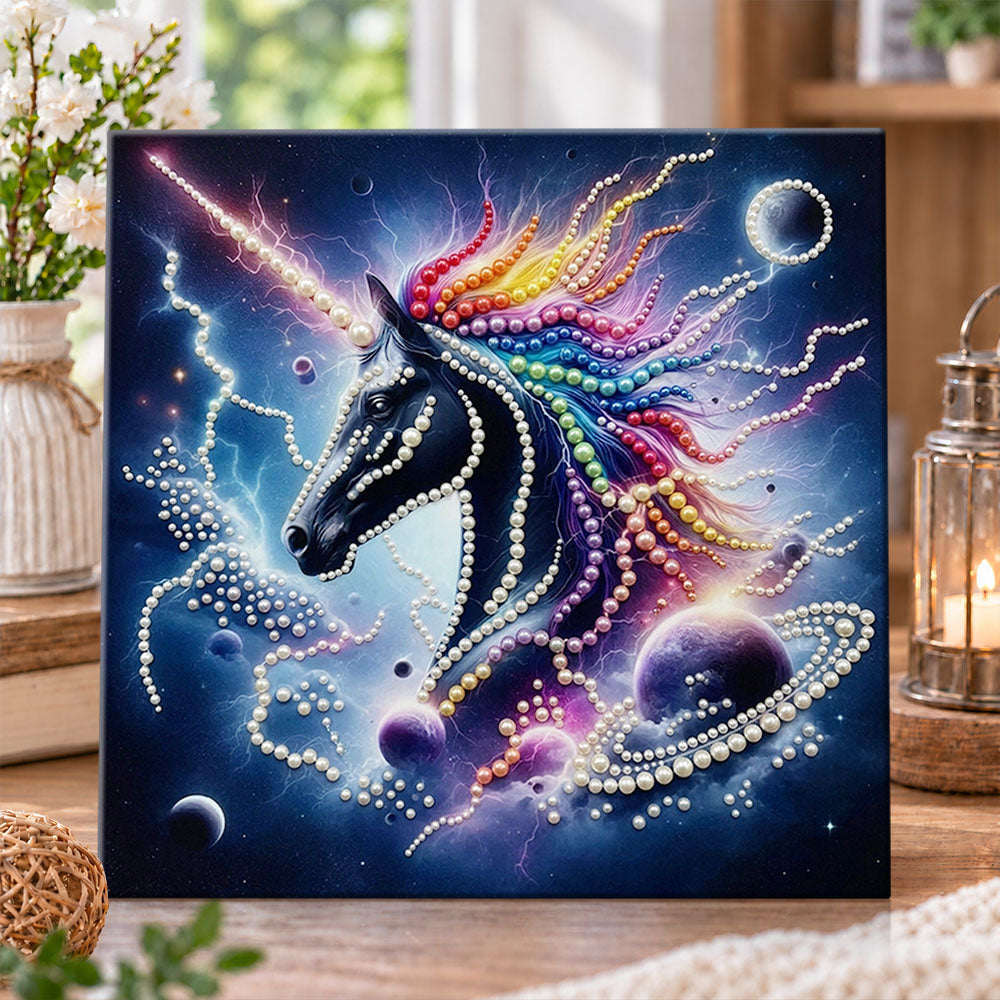 Cosmic rainbow unicorn pearl diamond painting kit for beginners