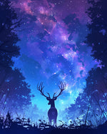 Cosmic stag silhouette] cross stitch kit for beginners