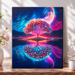 Cosmic tree reflection pearl diamond painting kit for beginners