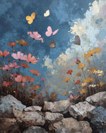 Cosmos flowers and butterflies cross stitch kit for beginners