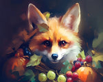 Cosy autumn fox with fruits cross stitch kit for beginners