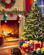 Cosy christmas tree with sleeping cat cross stitch kit for beginners