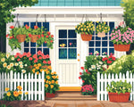 Cosy cottage with hanging baskets paint by numbers kit for beginners