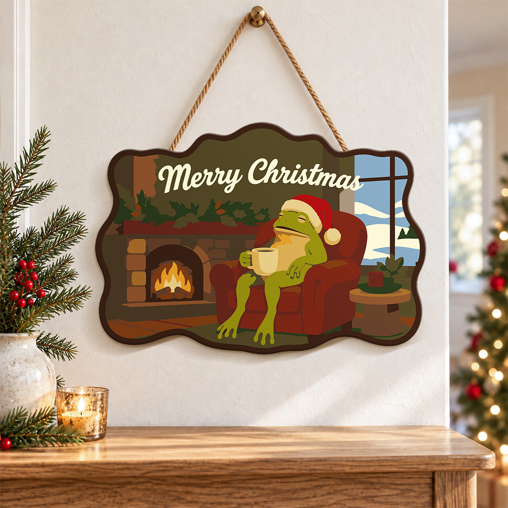 Cosy fireplace frog paint by numbers door hanger as indoor wall decor
