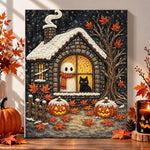Cosy halloween cottage window pearl diamond painting kit for beginners