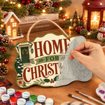 Cosy home christmas paint by numbers door hanger painting process