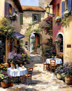 Cosy italian cafe courtyard cross stitch kit for beginners