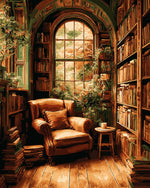 Cosy leather armchair library cross stitch kit for beginners