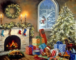 Cosy living room with christmas tree cross stitch kit for beginners