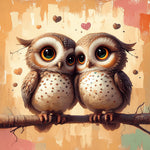 Cosy owl couple in love cross stitch kit for beginners
