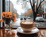 Cosy rainy day coffee paint by numbers kit for beginners