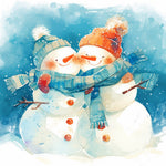 Cosy snowmen couple in love cross stitch kit for beginners