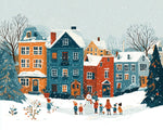 Cosy snowy village and snowman paint by numbers kit for beginners