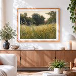 Finished cosy wildflower meadow paint by numbers artwork displayed as home decor