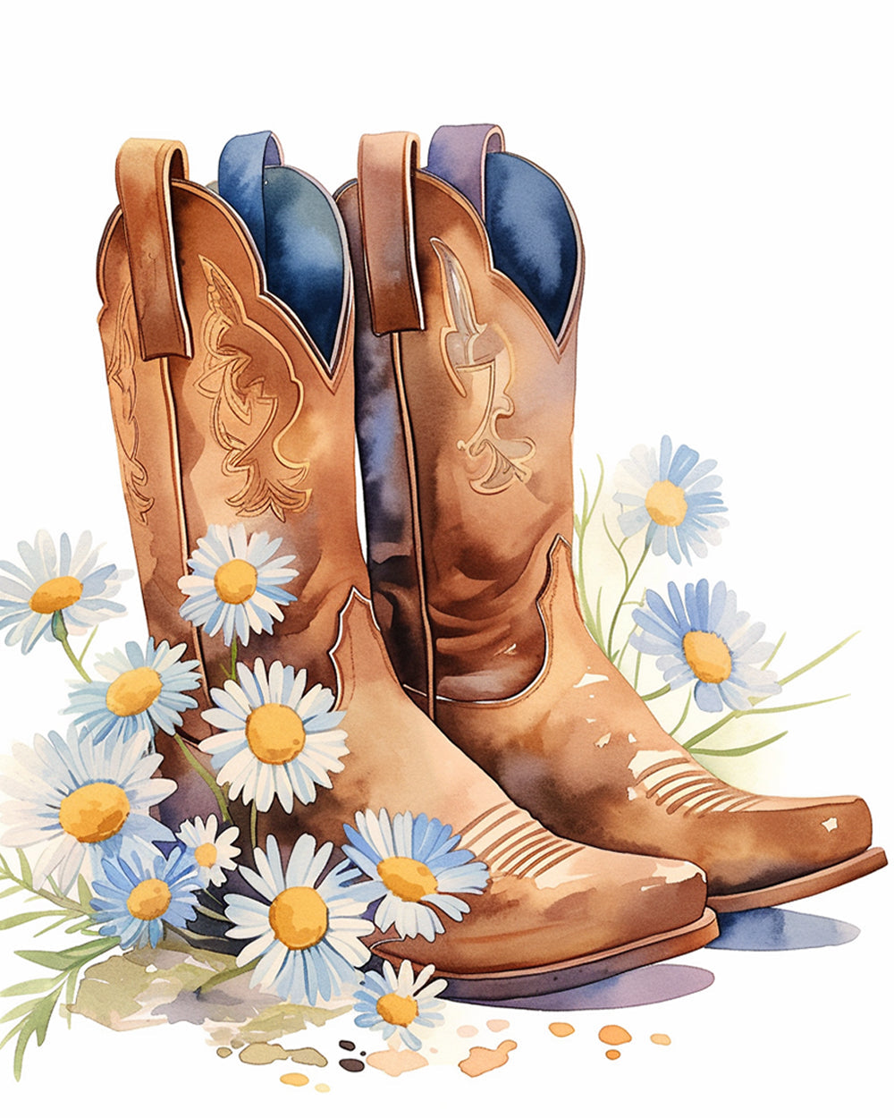 Cowboy boots and daisies cross stitch kit for beginners