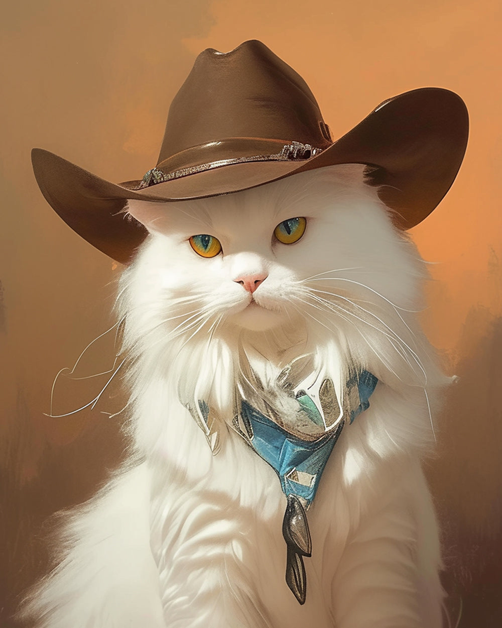 Cowboy cat portrait cross stitch kit for beginners