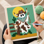 Creating handmade cowboy ghost with lasso punch needle artwork