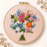Cream wildflower bouquet embroidery kit