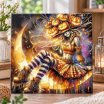 Crescent moon fantasy lady pearl diamond painting kit for beginners
