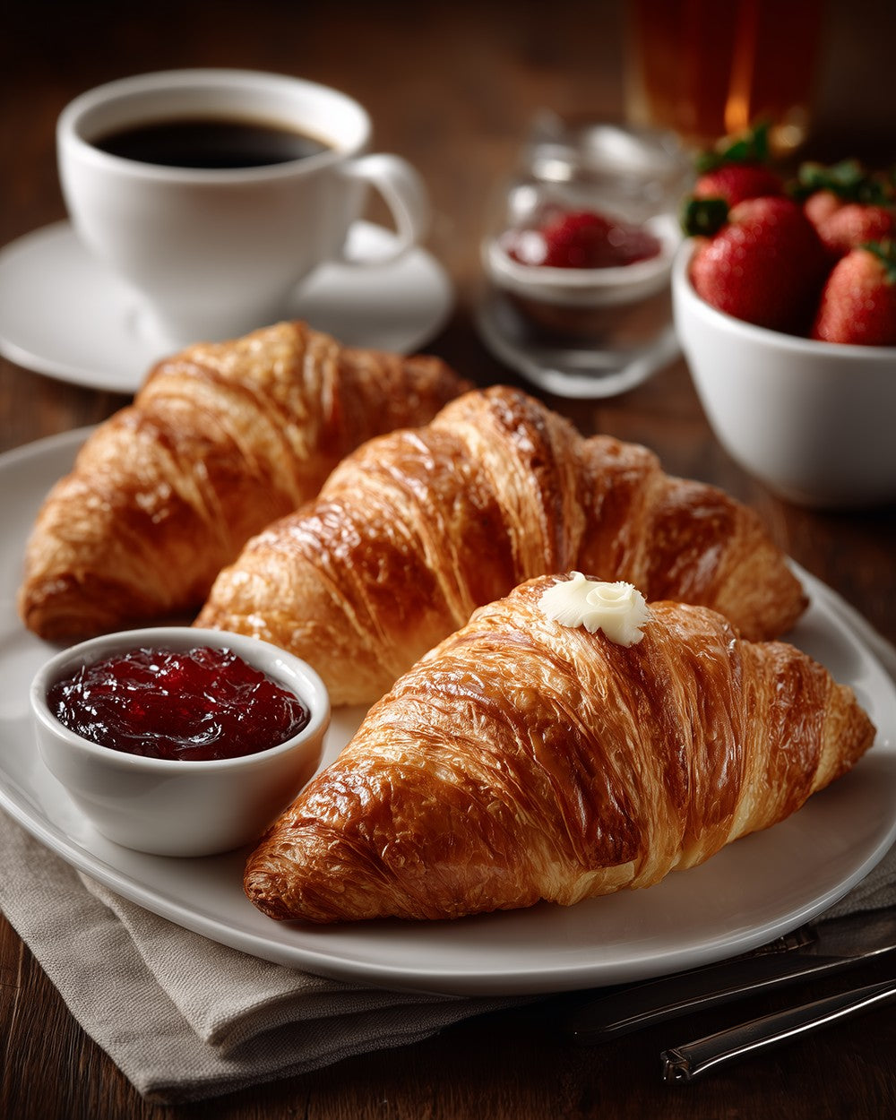Croissants and coffee breakfast cross stitch kit for beginners