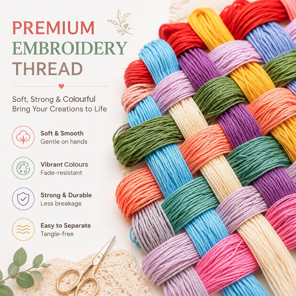 High quality embroidery threads included in cross stitch kit