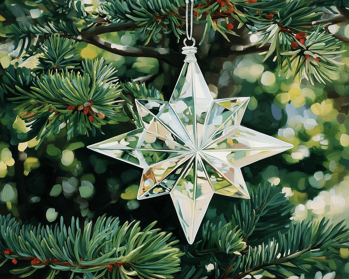 Crystal star christmas ornament cross stitch kit for beginners