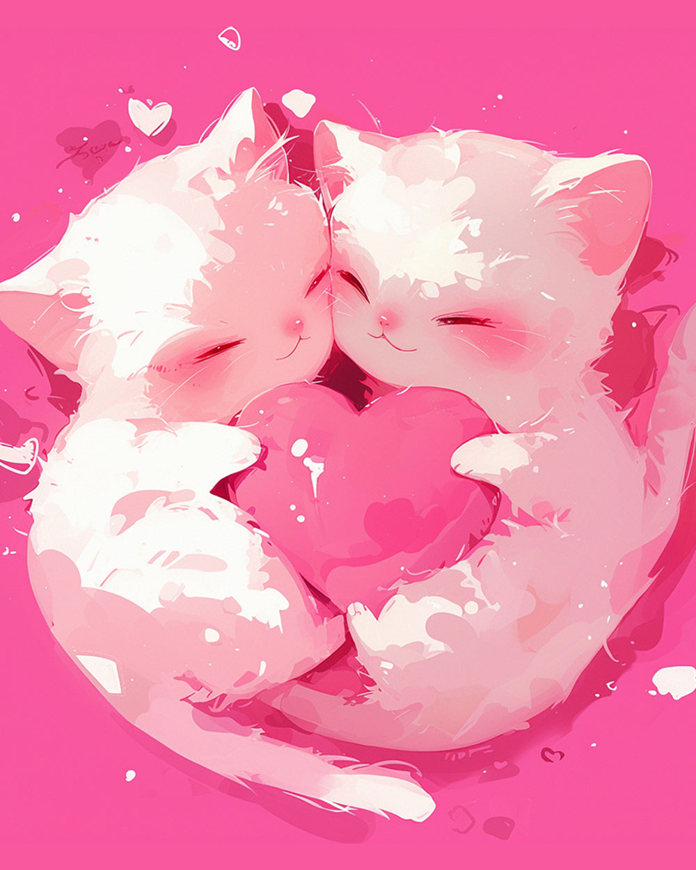 Cuddling kittens with heart cross stitch kit for beginners